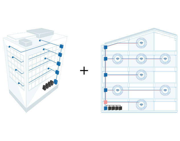 Simultaneous installation with in-building infrastructure sharing (for real estate companies)